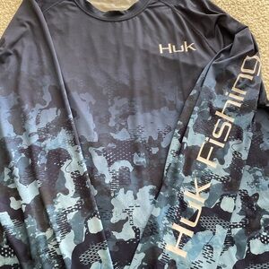 Huk Blue Camo Long-Sleeve Fishing Shirt